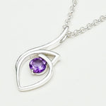 Amethyst Gemstone Heart Pendent in Solid Sterling Silver