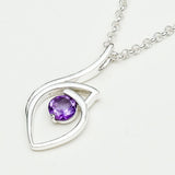 Amethyst Gemstone Heart Pendent in Solid Sterling Silver
