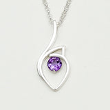 Amethyst Gemstone Heart Pendent in Solid Sterling Silver