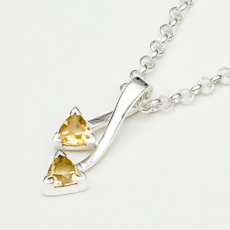 Arrow Pendant With Citrine Gemstone In Sterling Silver