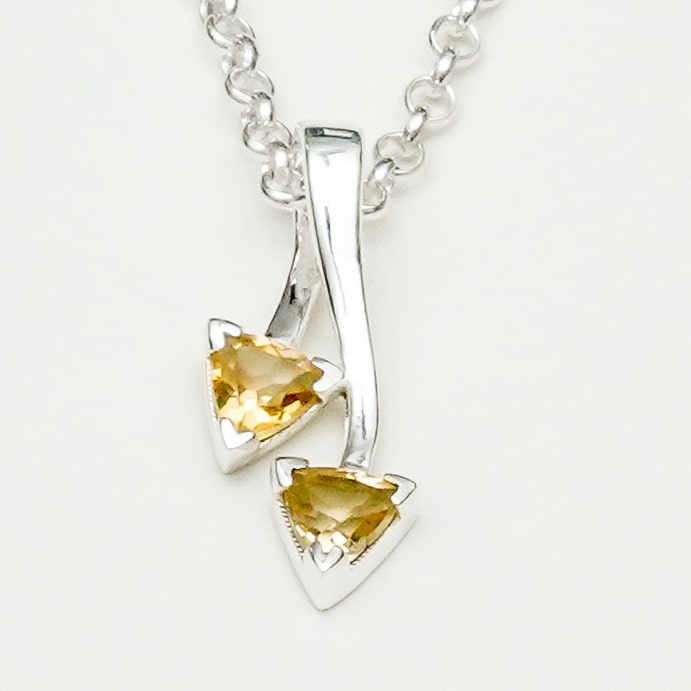 Arrow Pendant With Citrine Gemstone In Sterling Silver