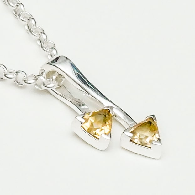 Arrow Pendant With Citrine Gemstone In Sterling Silver