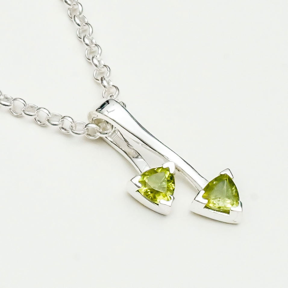 Arrow Pendant With Peridot Gemstone In Sterling Silver