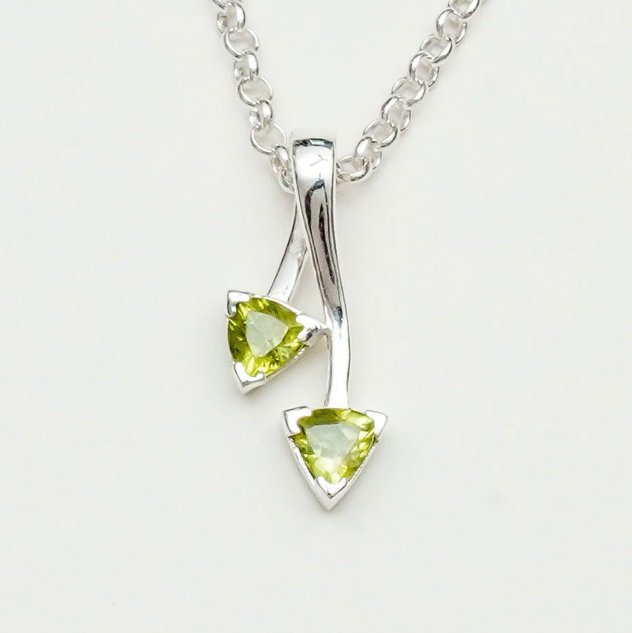 Arrow Pendant With Peridot Gemstone In Sterling Silver