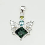Big Wing Pendant with Multi Gemstone in 925 Sterling Silver 1