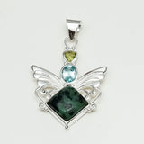 Big Wing Pendant with Multi Gemstone in 925 Sterling Silver 1