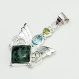 Big Wing Pendant with Multi Gemstone in 925 Sterling Silver 1