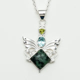 Big Wing Pendant with Multi Gemstone in 925 Sterling Silver 1