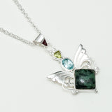 Big Wing Pendant with Multi Gemstone in 925 Sterling Silver 1