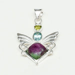 Big Wing Pendant with Multi Gemstone in 925 Sterling Silver 3