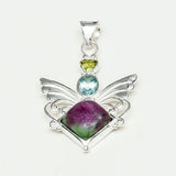 Big Wing Pendant with Multi Gemstone in 925 Sterling Silver 3