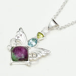 Big Wing Pendant with Multi Gemstone in 925 Sterling Silver 3