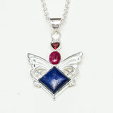Big Wing Pendant with Multi Gemstone in 925 Sterling Silver 4