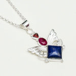 Big Wing Pendant with Multi Gemstone in 925 Sterling Silver 4