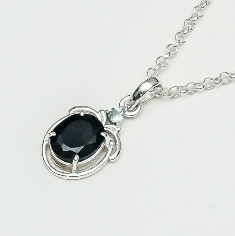 Black Onyx Pendant In 925 Sterling Silver
