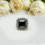 Black Onyx Square Sterling Silver Ring