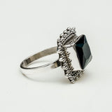 Black Onyx Square Sterling Silver Ring