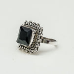 Black Onyx Square Sterling Silver Ring