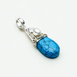 Blue Turquoise Pearl Gemstone Pendants In 925 Silver