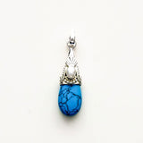 Blue Turquoise Pearl Gemstone Pendants In 925 Silver