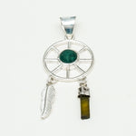Charm Pendant With Green Gemstone In 925 Solid Silver