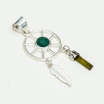 Charm Pendant With Green Gemstone In 925 Solid Silver