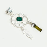 Charm Pendant With Green Gemstone In 925 Solid Silver