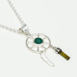 Charm Pendant With Green Gemstone In 925 Solid Silver