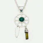 Charm Pendant With Green Gemstone In 925 Solid Silver