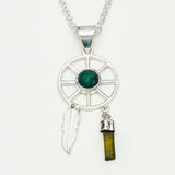 Charm Pendant With Green Gemstone In 925 Solid Silver