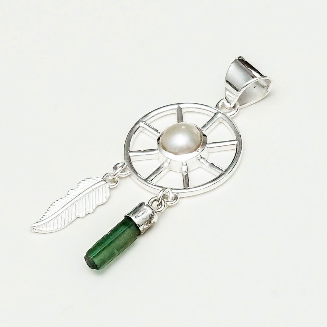 Charm Pendant With Pearl Gemstone In 925 Solid Silver