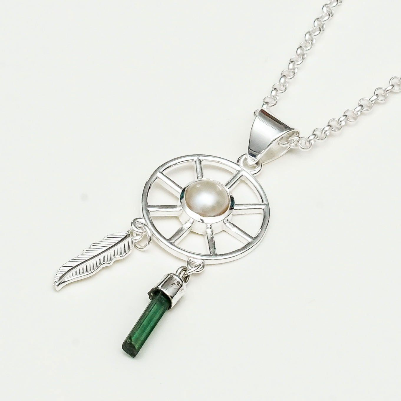 Charm Pendant With Pearl Gemstone In 925 Solid Silver