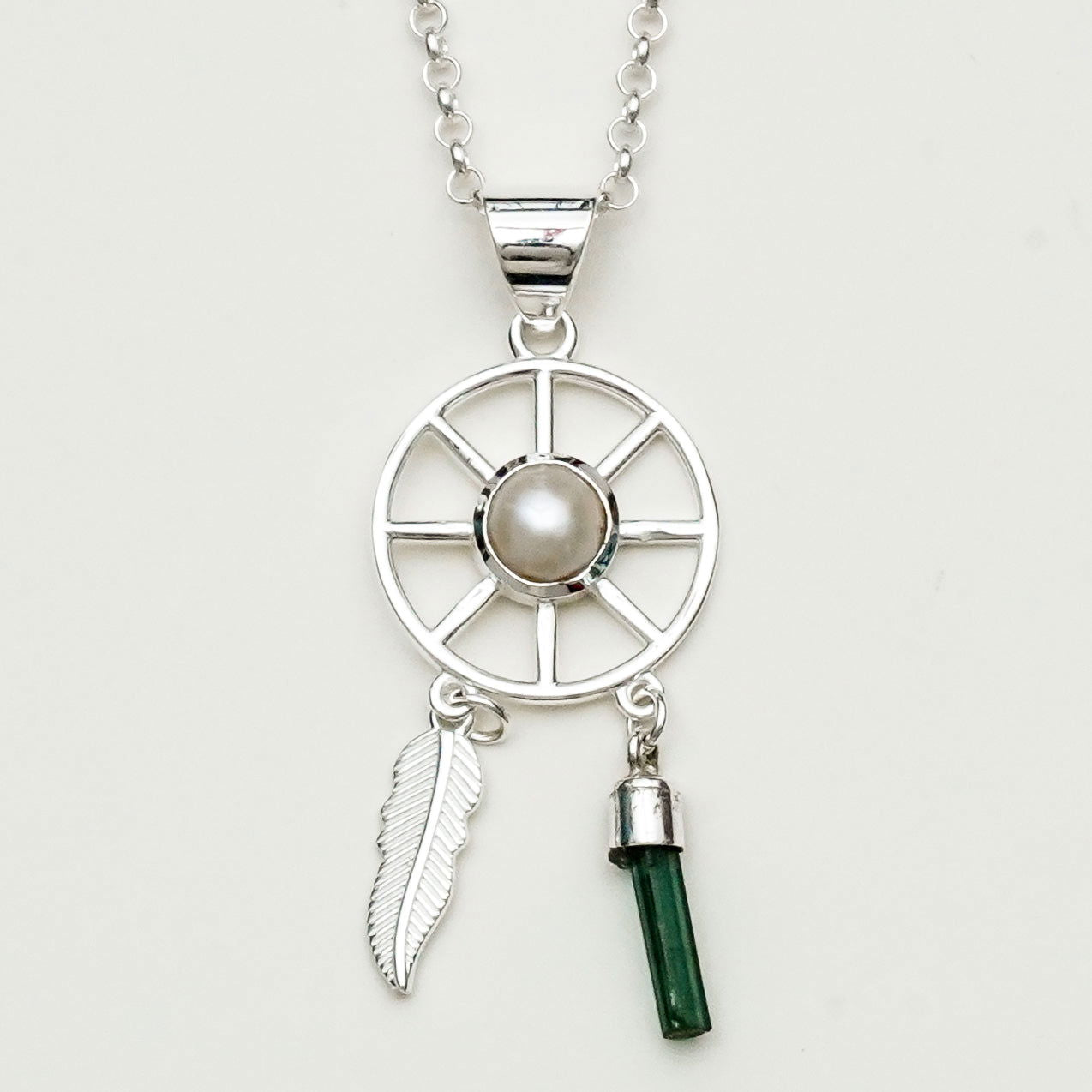 Charm Pendant With Pearl Gemstone In 925 Solid Silver