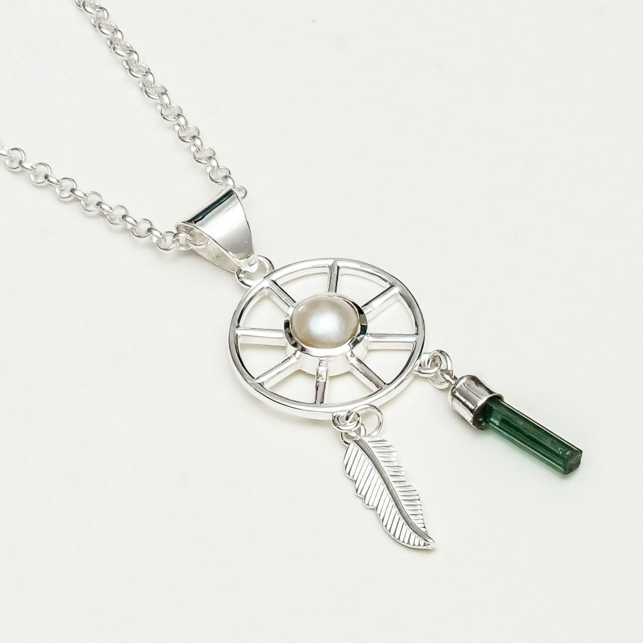 Charm Pendant With Pearl Gemstone In 925 Solid Silver