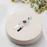 Charm Pendant With Red Gemstone In 925 Solid Silver