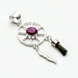 Charm Pendant With Red Gemstone In 925 Solid Silver