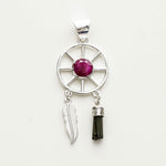 Charm Pendant With Red Gemstone In 925 Solid Silver