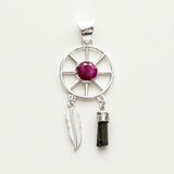 Charm Pendant With Red Gemstone In 925 Solid Silver