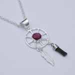 Charm Pendant With Red Gemstone In 925 Solid Silver