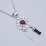 Charm Pendant With Red Gemstone In 925 Solid Silver