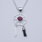 Charm Pendant With Red Gemstone In 925 Solid Silver