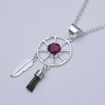 Charm Pendant With Red Gemstone In 925 Solid Silver