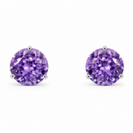 925 sterling silver round lavender cubic zirconia stud earrings