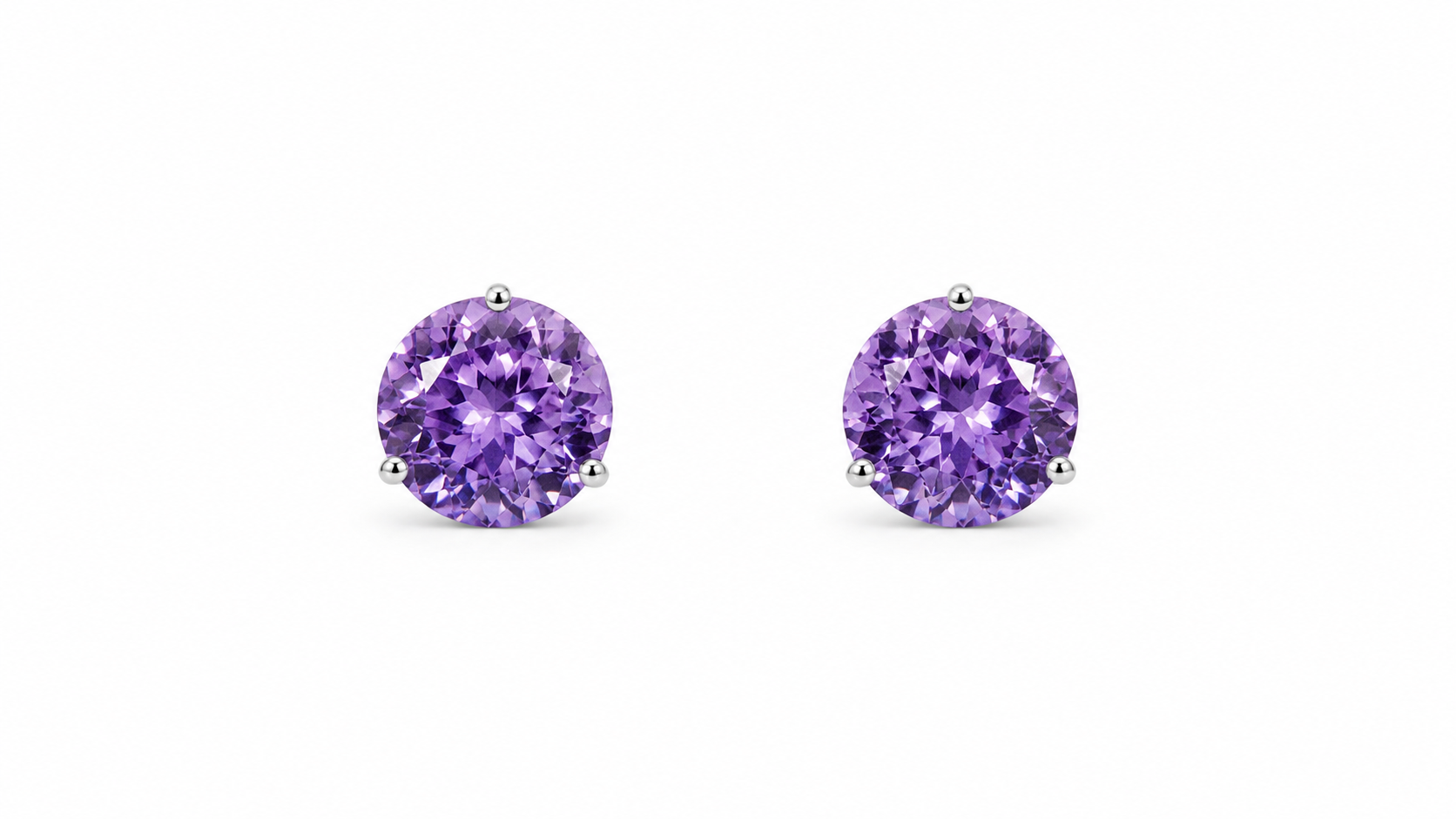 925 sterling silver round lavender cubic zirconia stud earrings