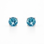 925 sterling silver stud earrings with AAA+ quality round blue cubic zirconia stones