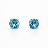 925 sterling silver stud earrings with AAA+ quality round blue cubic zirconia stones