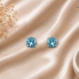 Ira Azure Spark AAA+ CZ Stud Earrings in 925 Silver