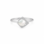 925 sterling silver Ira Moonlit Grace Ring with mother-of-pearl inspired center stone and AAA+ CZ accents.