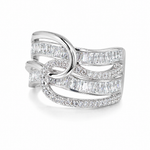 925 sterling silver Ira Infinity Luxe Ring featuring baguette and round AAA+ cubic zirconia stones in an infinity-inspired design.
