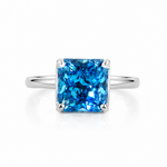 Ira Azure Radiance Ring in 925 sterling silver with princess-cut blue AAA+ cubic zirconia solitaire stone